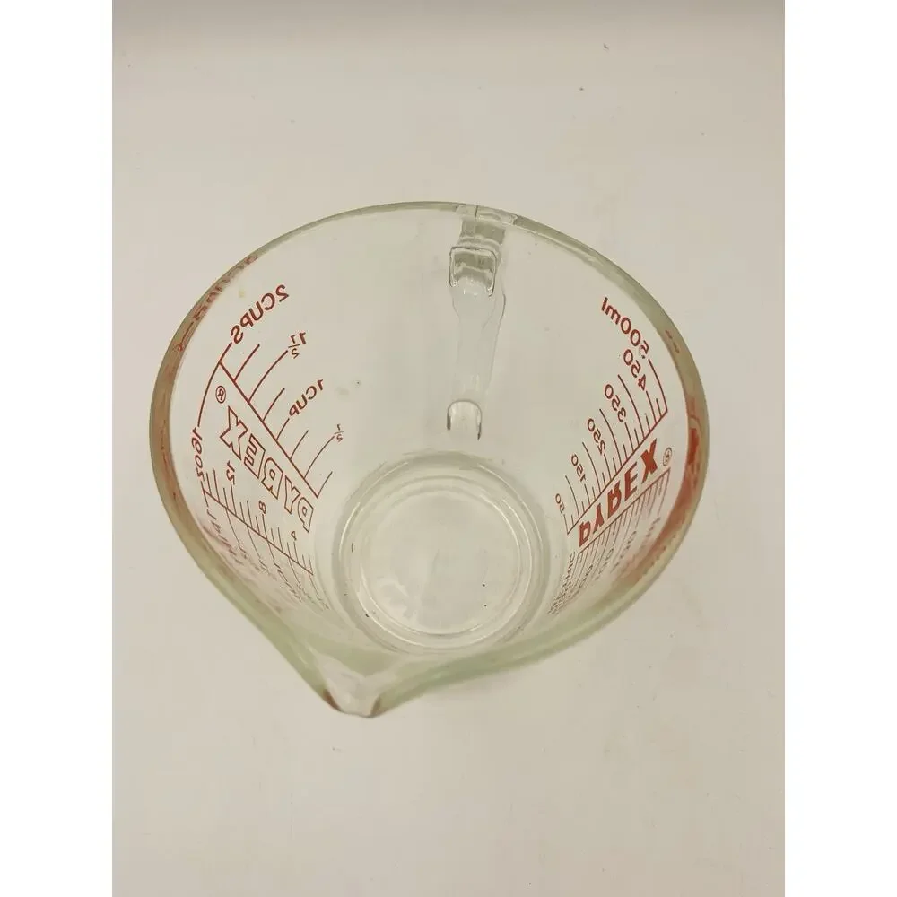 VTG Pyrex 532 Measuring Cup 1 Quart 4 Cup 32 oz Red Letter D-Handle Metric USA